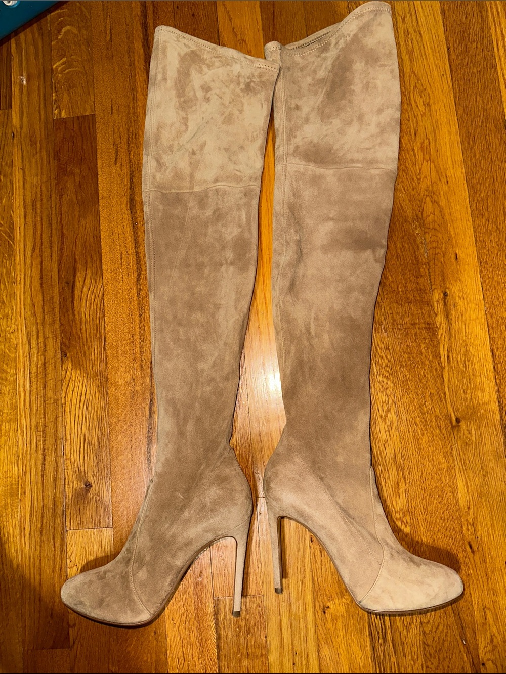 Casadei Taupe Over-the-Knee Suede Stiletto Boots